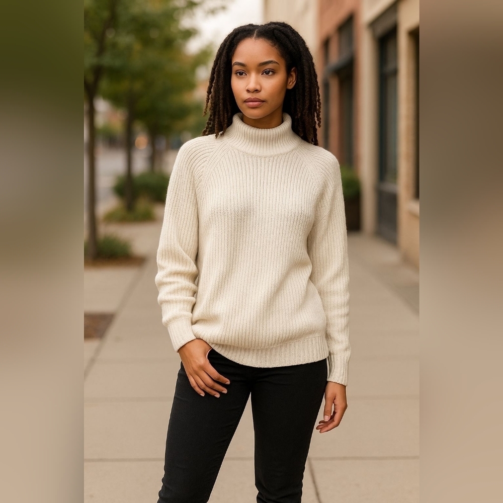 Maeve Anthropologie sz small cream turtleneck tunic sweater